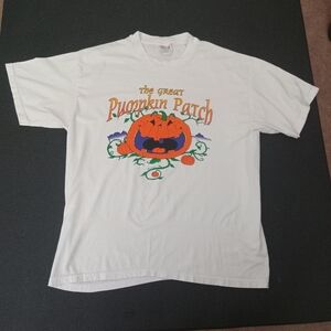 VTG Peanuts  It's The Great Pumpkin Patch Haines T Shirt Size Large HALLOWEEN